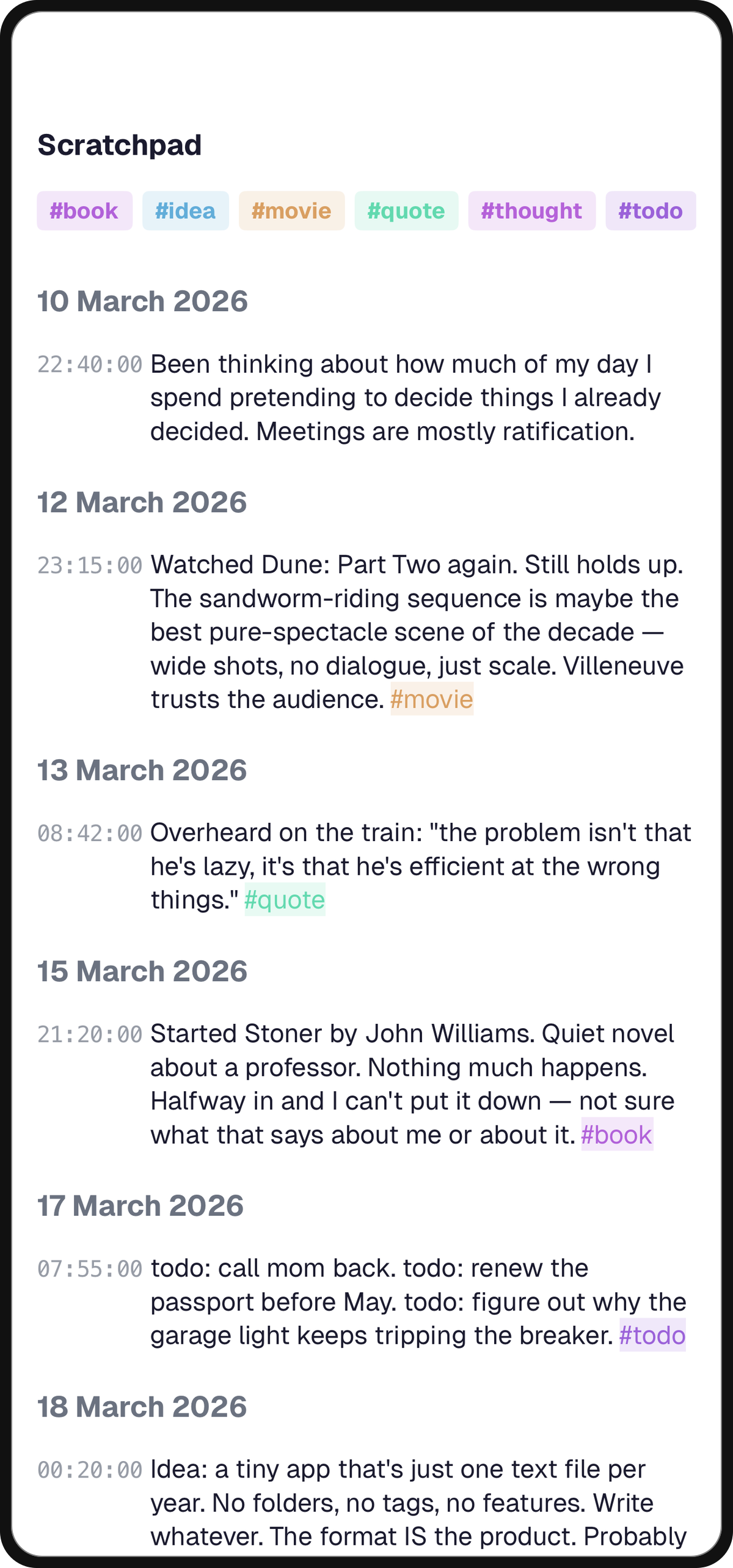 Andrej Karpathy's One-Text-Note System, Built Into an App